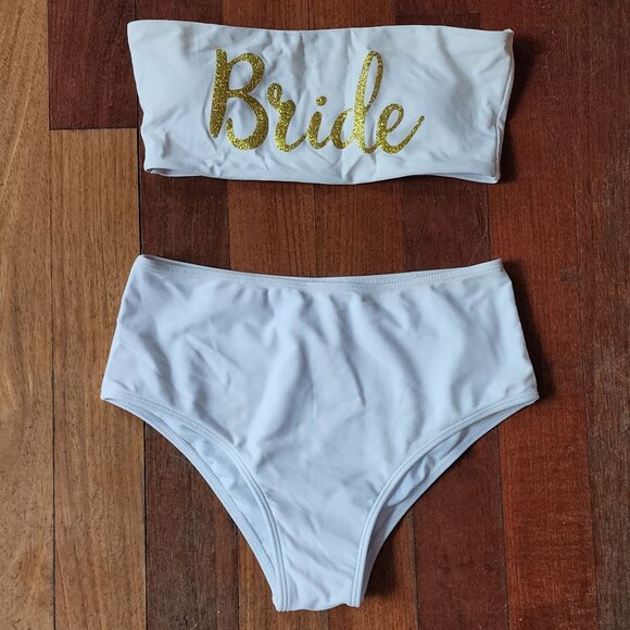 Amazon Bride Two-Piece Bandeau Bikini High Waist Bottom Swimsuit Size Small - Picture 4 of 10